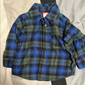 Carter's Blue and Green Button Down Shirt Casual Plaid